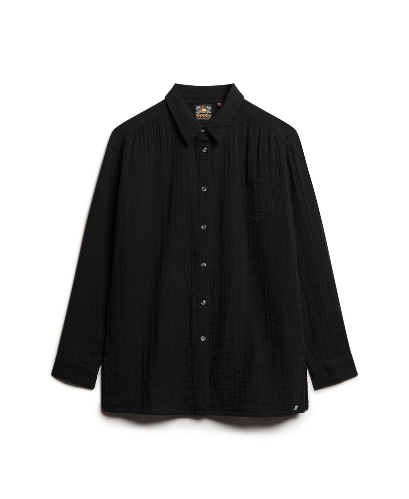 lange strandblouse in zwart