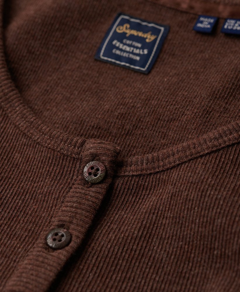 athletic essentials button down vest top in dark chocolate brown marl