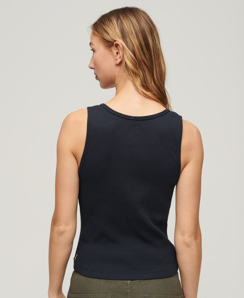 athletic essentials button down vest top in eclipse navy