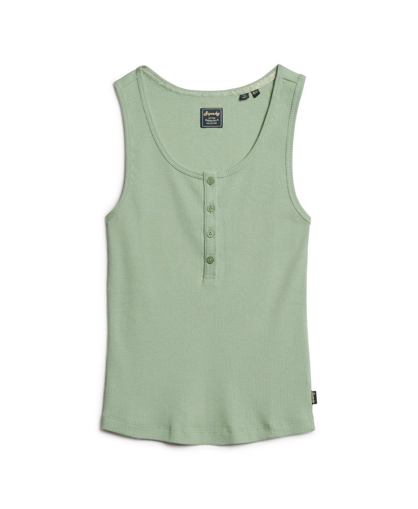 athletic essentials button down vest top in licht jadegroen