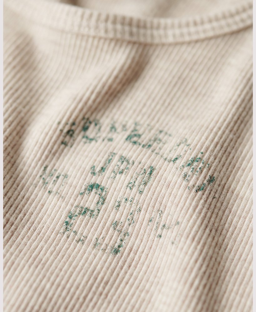 athletic essentials geribbelde vesttop in havermoutbeige gemêleerd