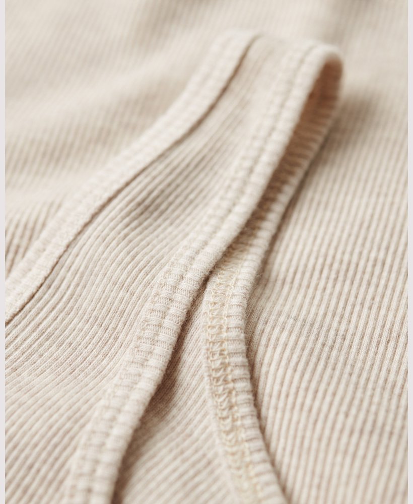 athletic essentials geribbelde vesttop in havermoutbeige gemêleerd