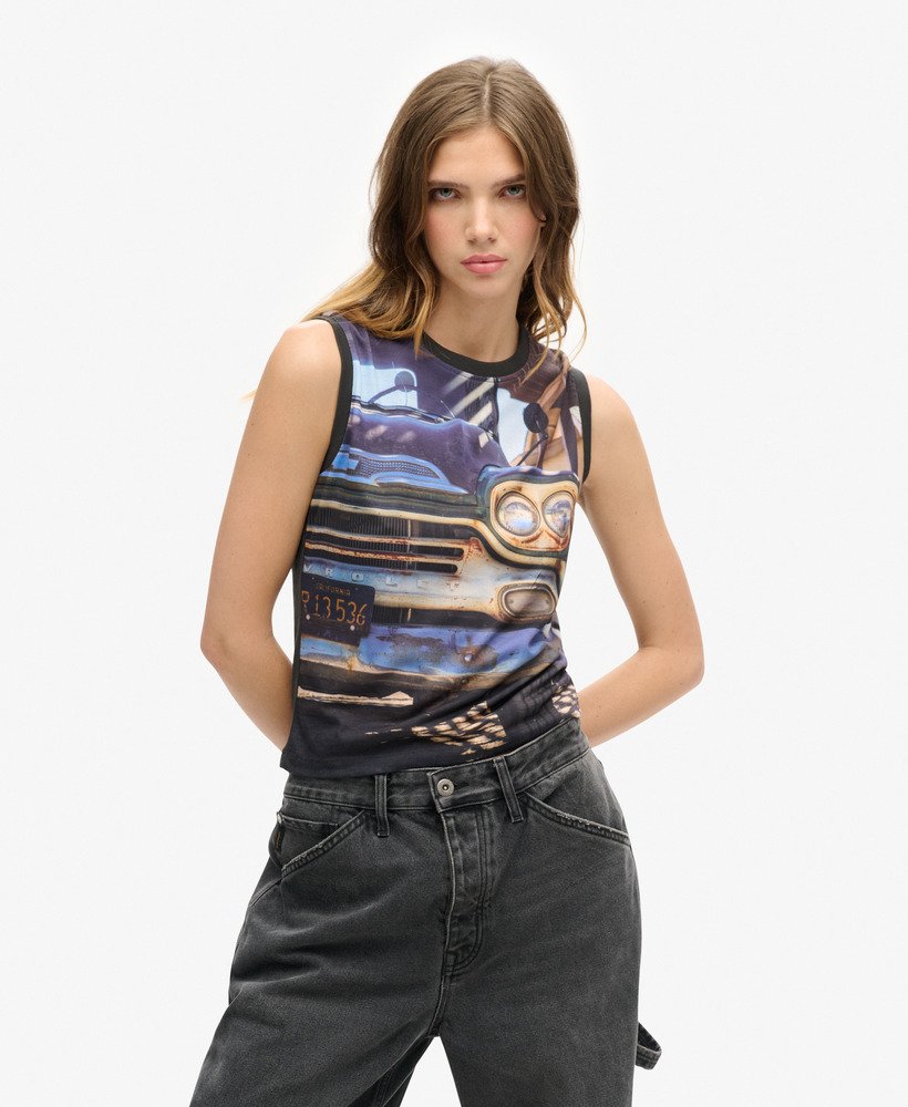 sub print vest top in car aop