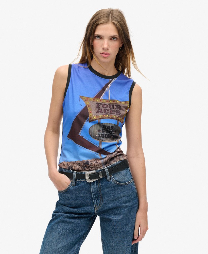sub print vest top in four aces aop