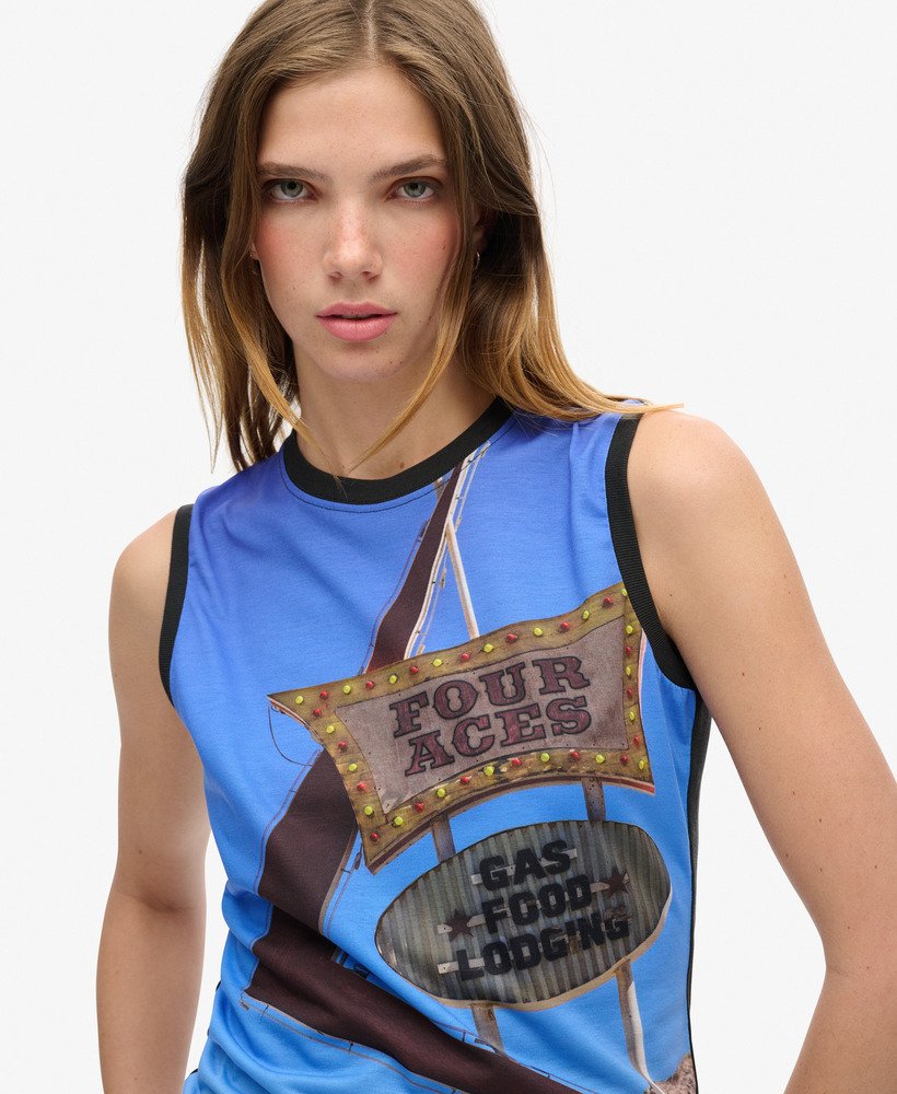 sub print vest top in four aces aop