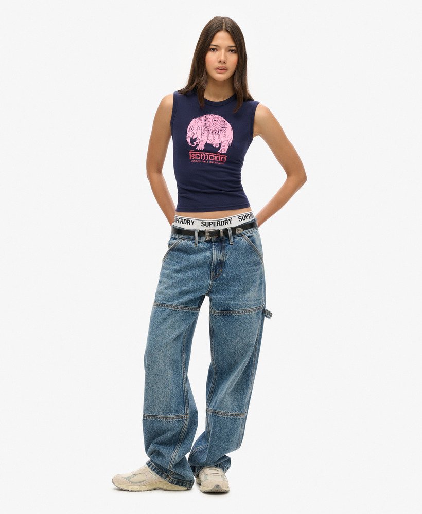 superdry x komodo hathi slim vest top in rich navy