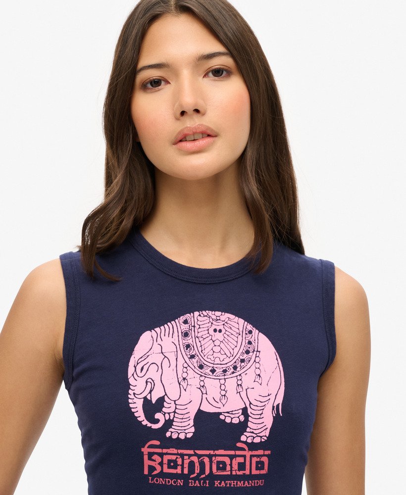superdry x komodo hathi slim vest top in rich navy