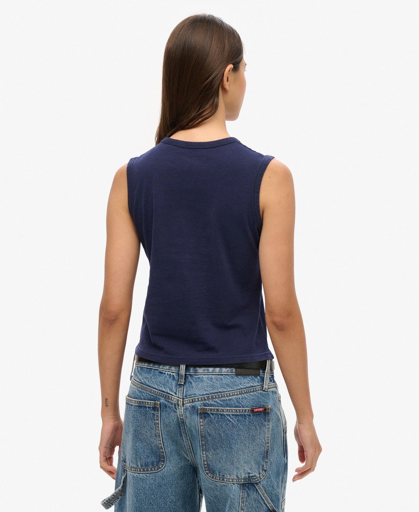 superdry x komodo hathi slim vest top in rich navy