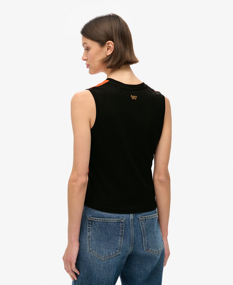 sub print vest top in yellow sunset aop
