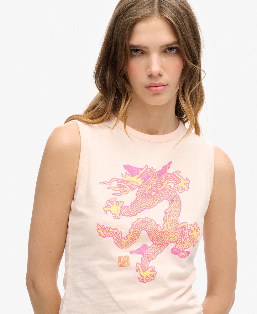 superdry x komodo vintage vest top in pink clay