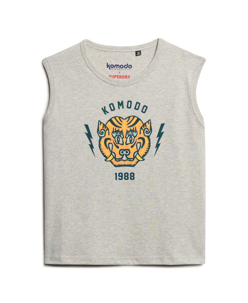 superdry x komodo tiger slim vest top in glacier grey marl