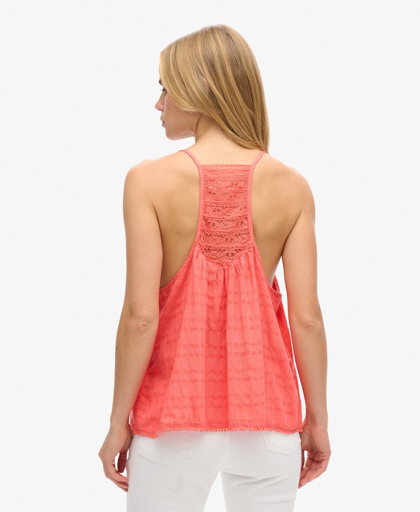 kanten camisole strandtop in roze koraal