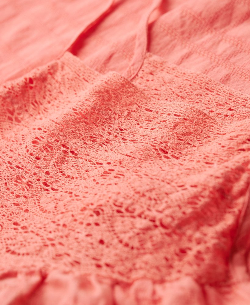 kanten camisole strandtop in roze koraal