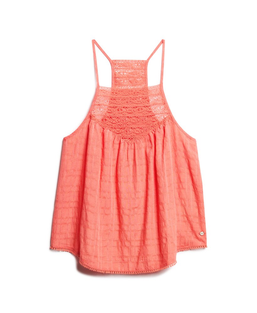 kanten camisole strandtop in roze koraal