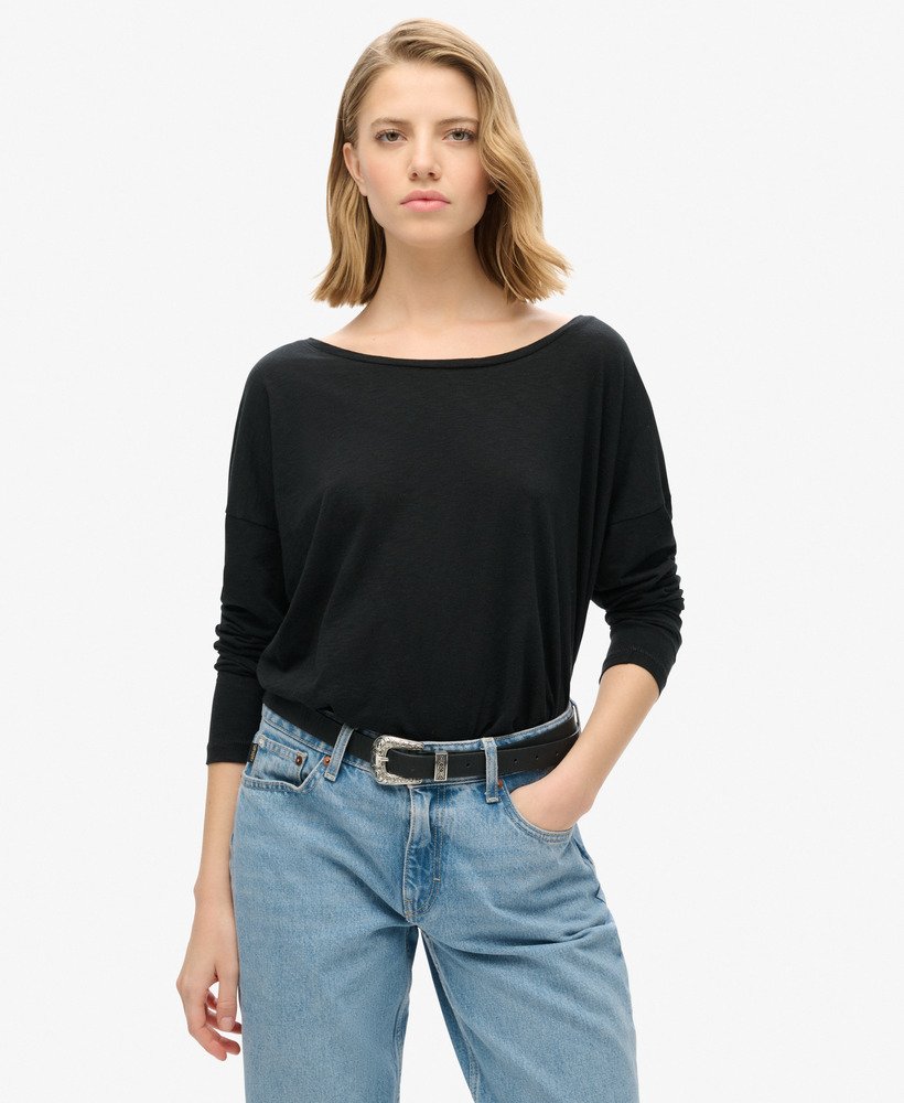 jersey top met lange mouwen in zwart