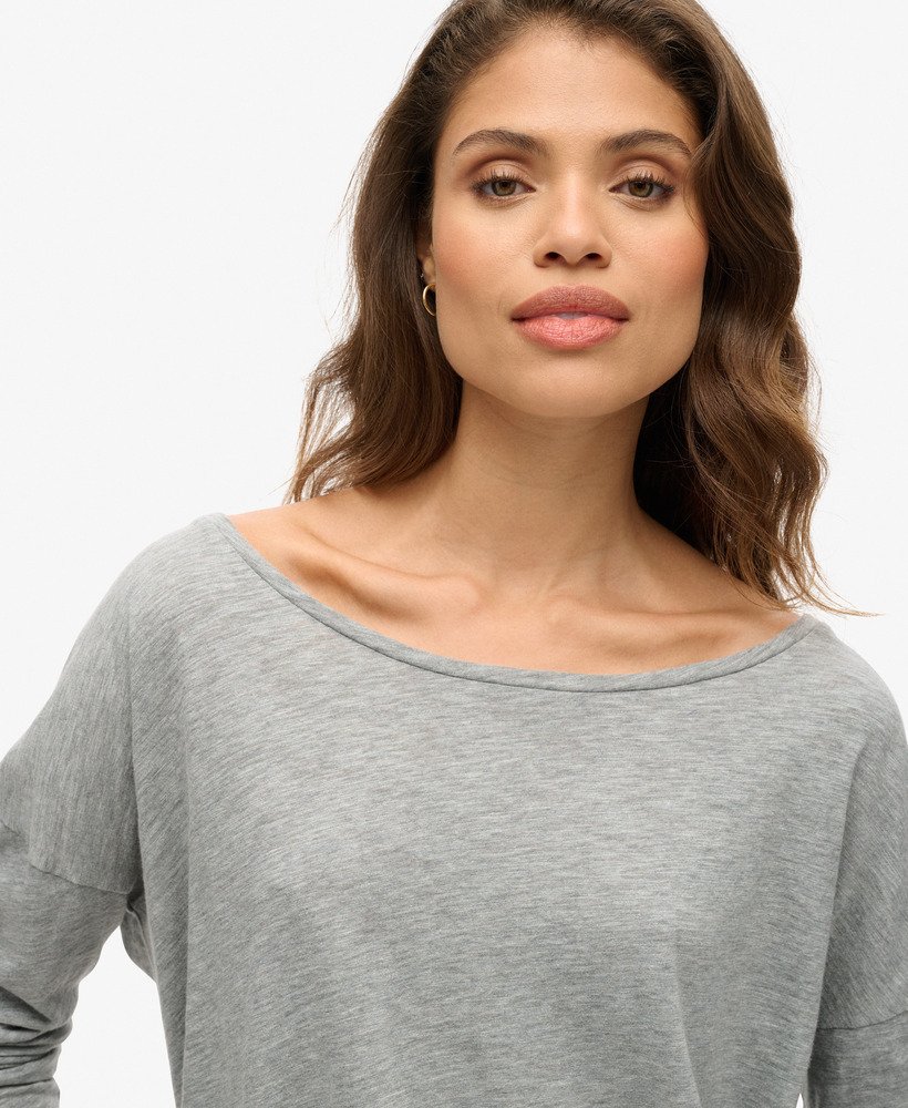 jersey top met lange mouwen in rookgrijs gemêleerd