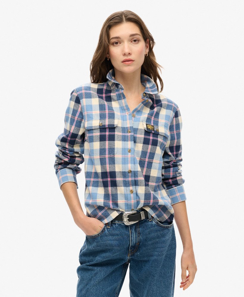 lumberjack geruit flanellen overhemd in klassiek blauw ruitpatroon