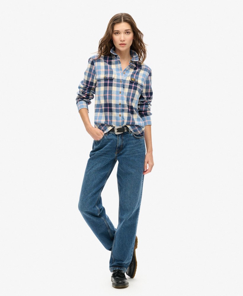 lumberjack geruit flanellen overhemd in klassiek blauw ruitpatroon