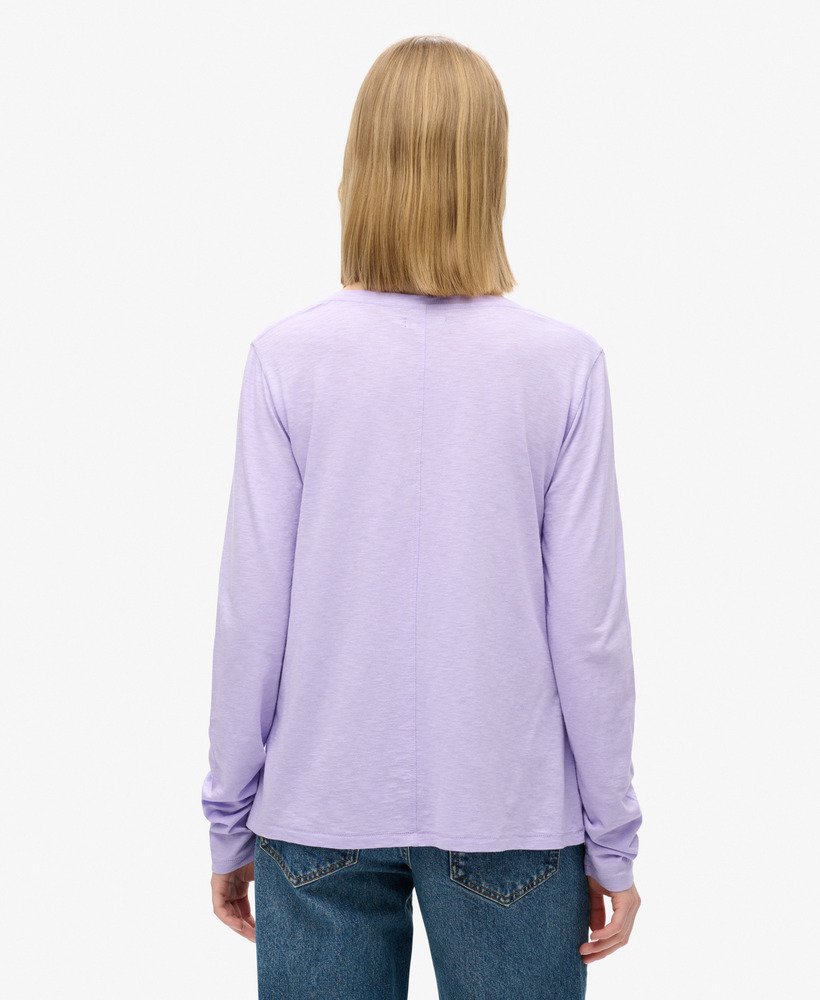 jersey top met lange mouwen en v-hals in licht lavendelpaars