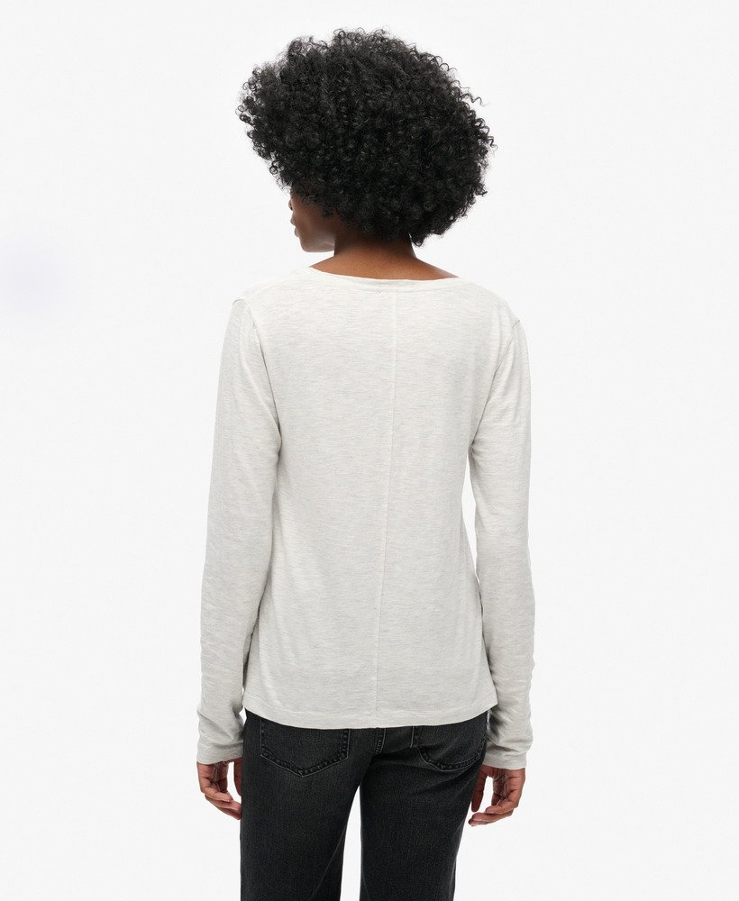 jersey top met lange mouwen en v-hals in starlight grey marl.