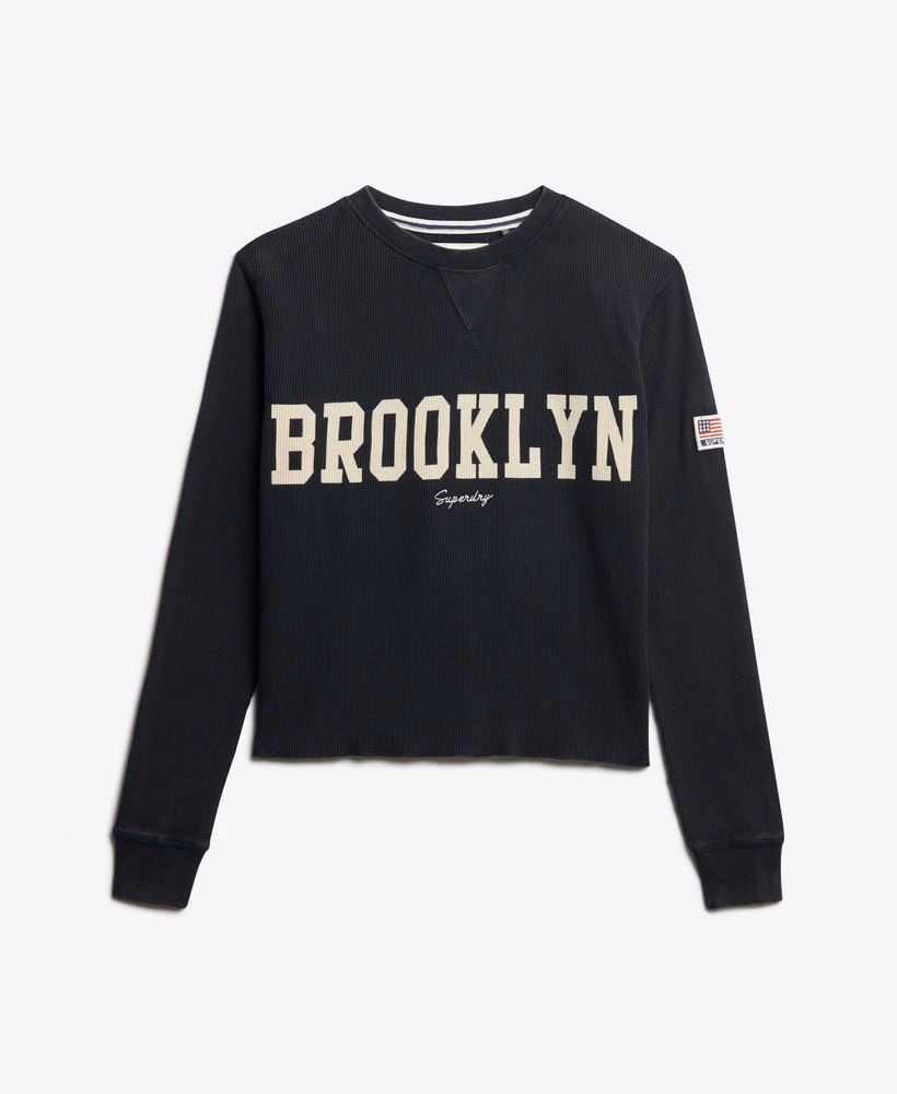 Essentiële sportieve top met lange mouwen en grafische print