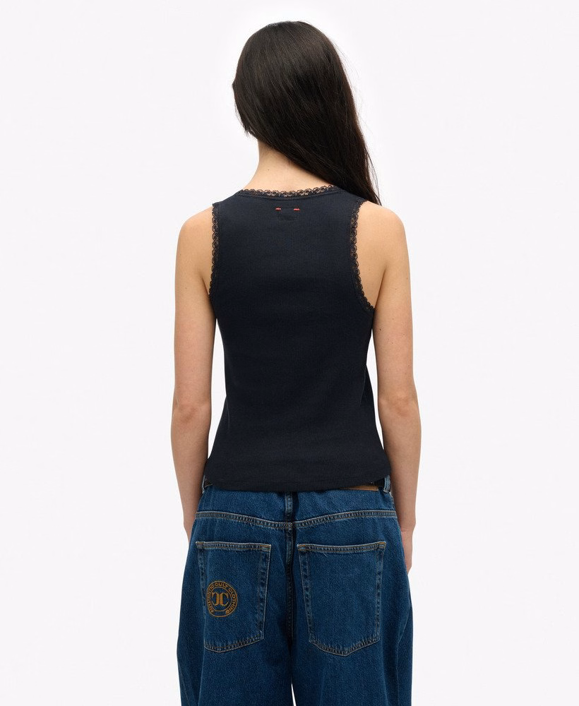 Vintage vest met kanten afwerking
