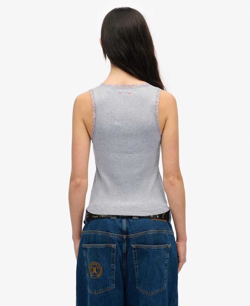 Vintage vest met kanten afwerking