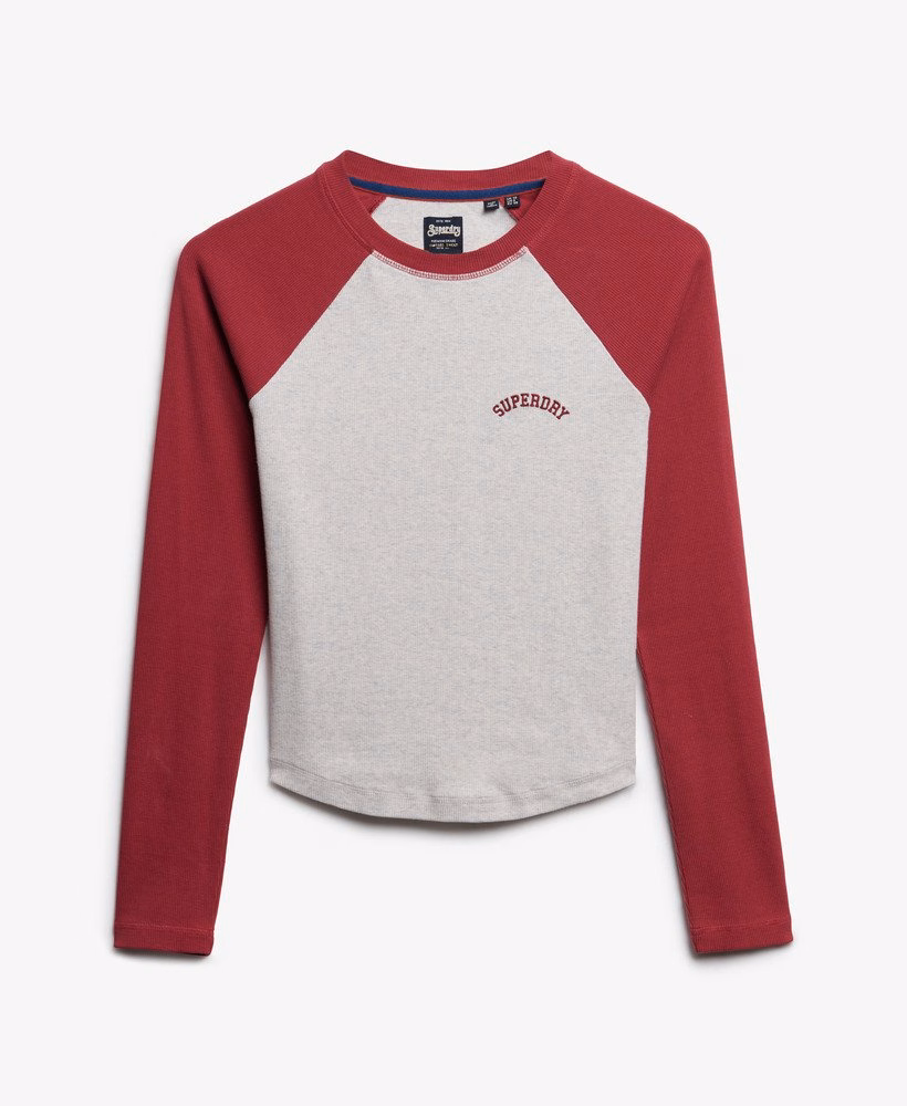 Essential Logo Ribbed Baseball Long Sleeve Top