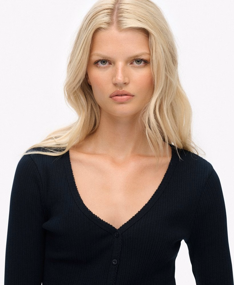 Essentiële top met lange mouwen en knoopsluiting