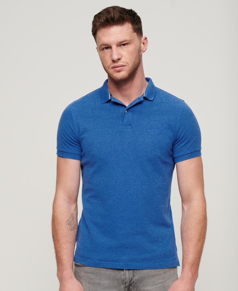 klassiek piqué poloshirt in varsityblauw gemêleerd