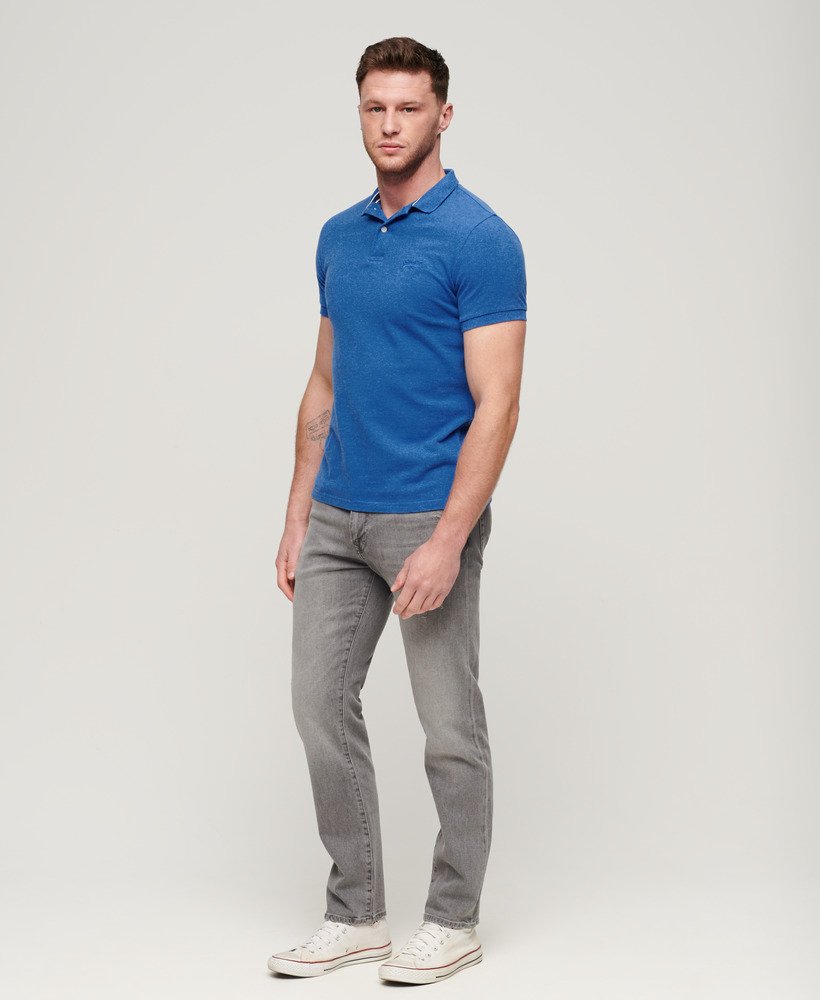 klassiek piqué poloshirt in varsityblauw gemêleerd