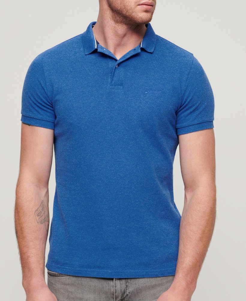 klassiek piqué poloshirt in varsityblauw gemêleerd