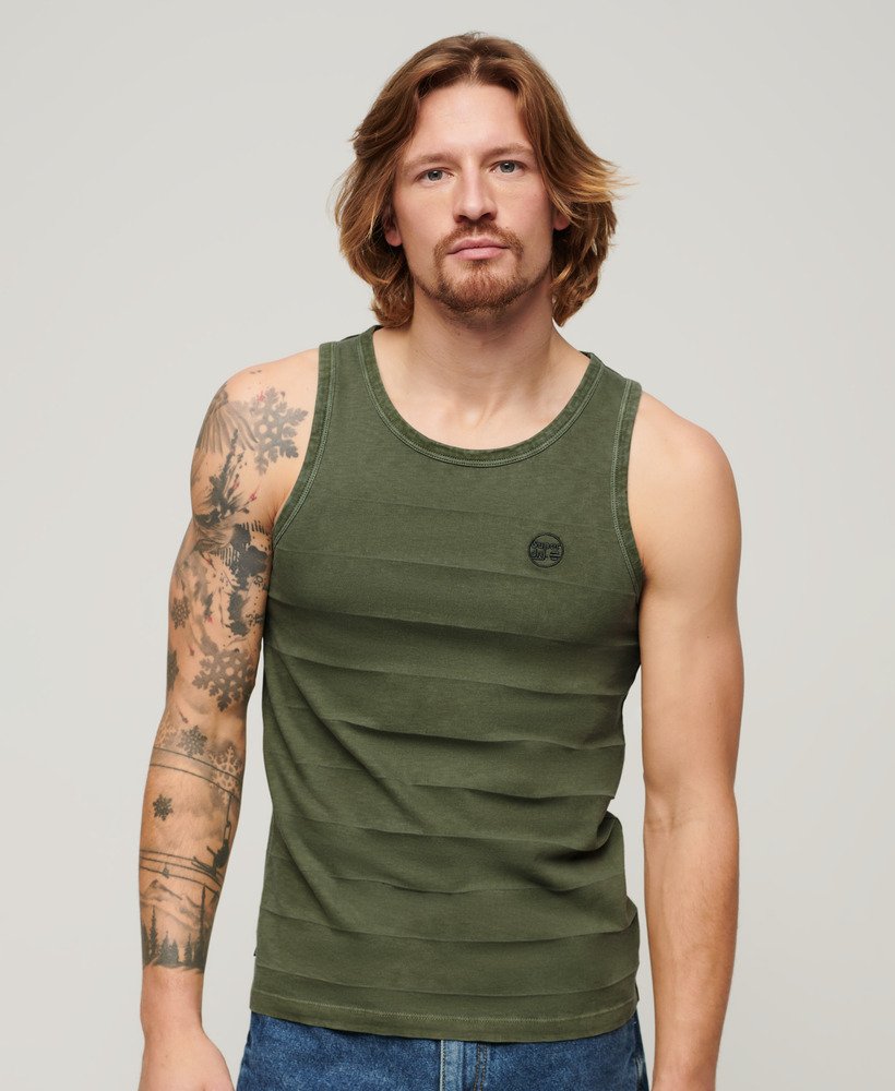 tanktop van biologisch katoen met vintage textuur in olijfgroen kaki
