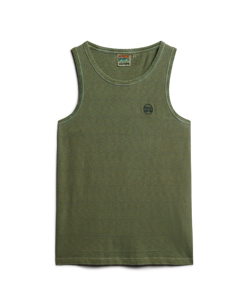tanktop van biologisch katoen met vintage textuur in olijfgroen kaki