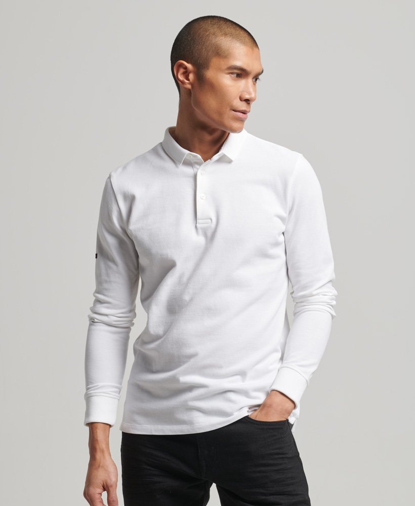 polo shirt met lange mouwen van piqué in optic