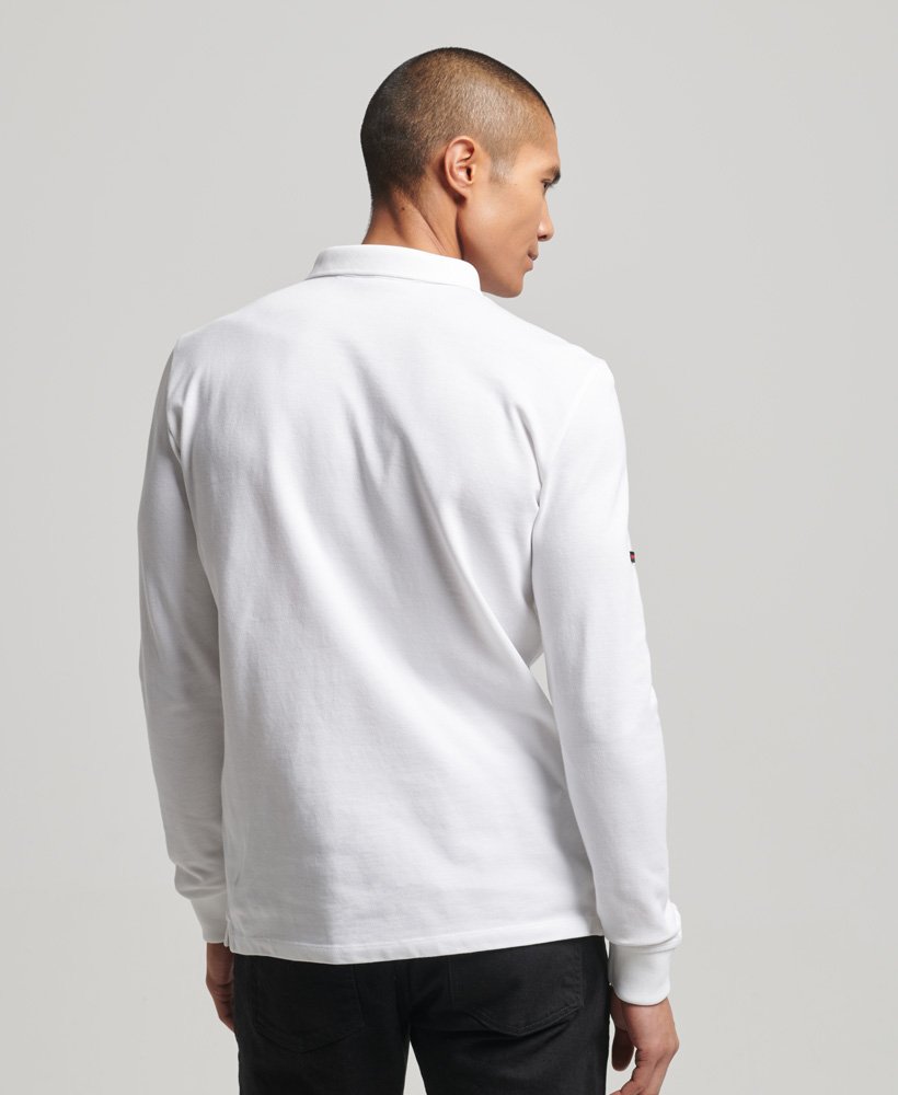polo shirt met lange mouwen van piqué in optic