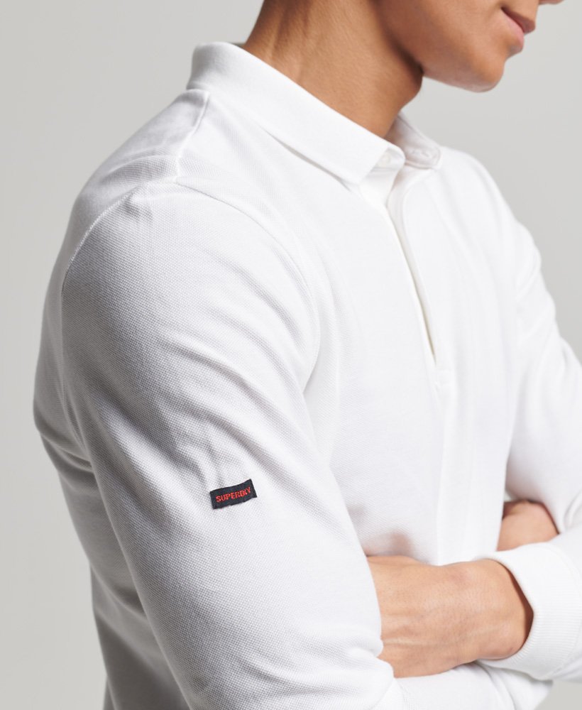 polo shirt met lange mouwen van piqué in optic