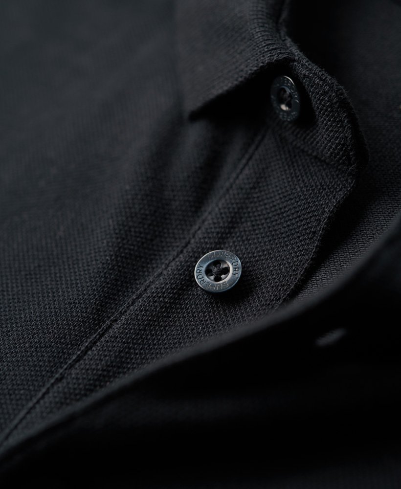 polo shirt met lange mouwen van katoenpiqué in eclipse navy