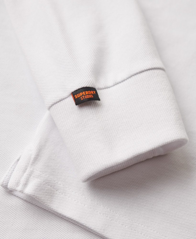 polo shirt met lange mouwen van katoenpiqué in optic