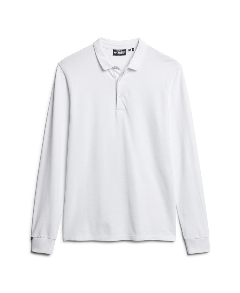polo shirt met lange mouwen van katoenpiqué in optic