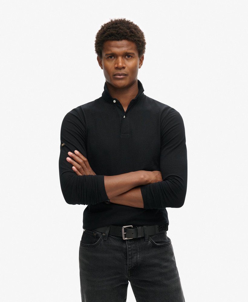 studios poloshirt met lange mouwen in zwart