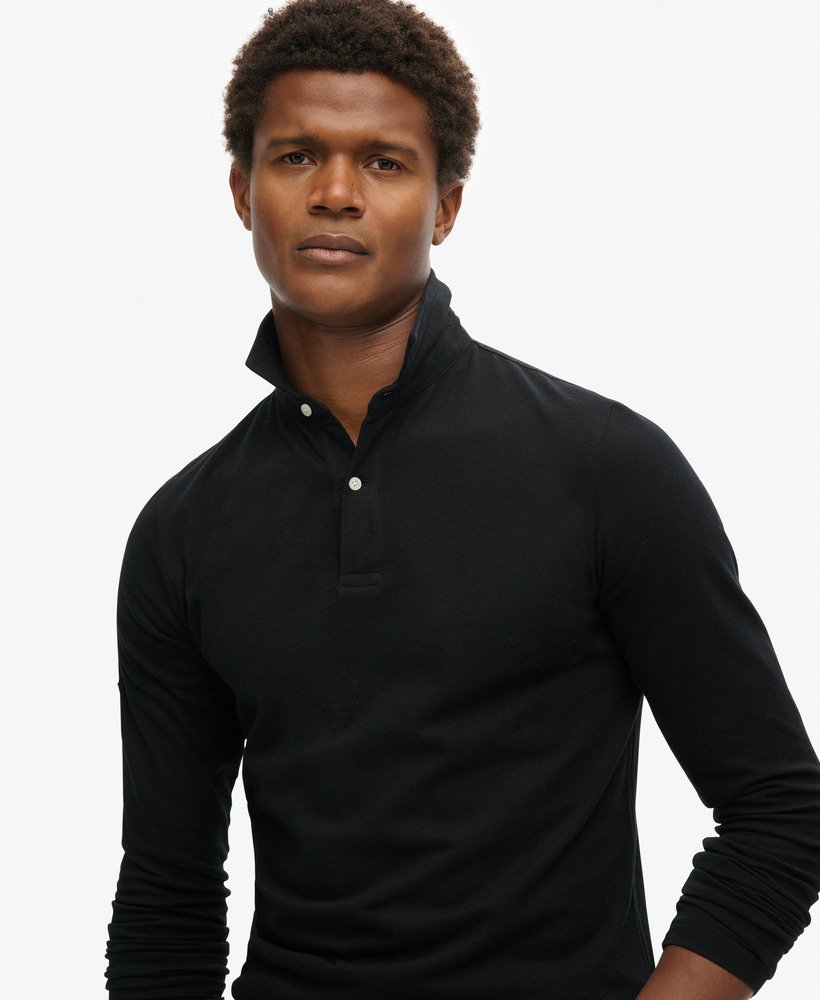 studios poloshirt met lange mouwen in zwart