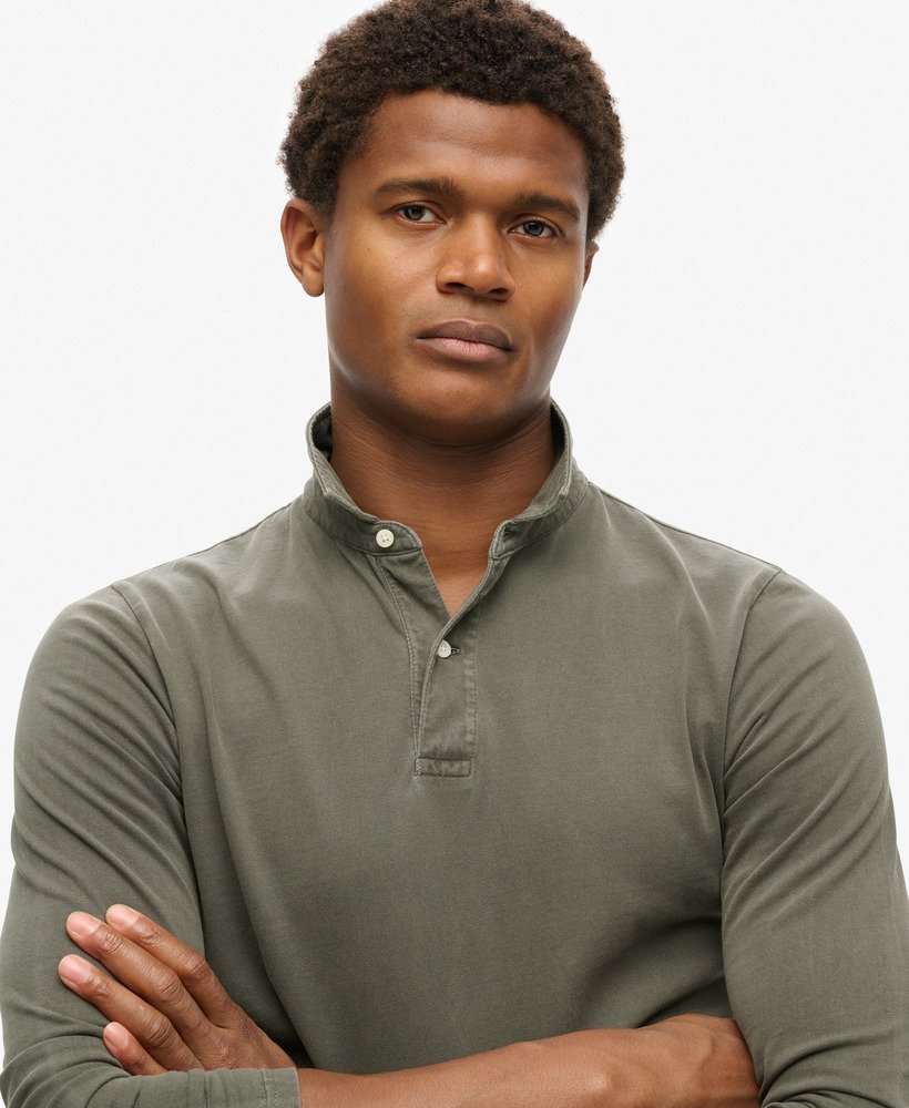 studios poloshirt met lange mouwen in gewassen zwart