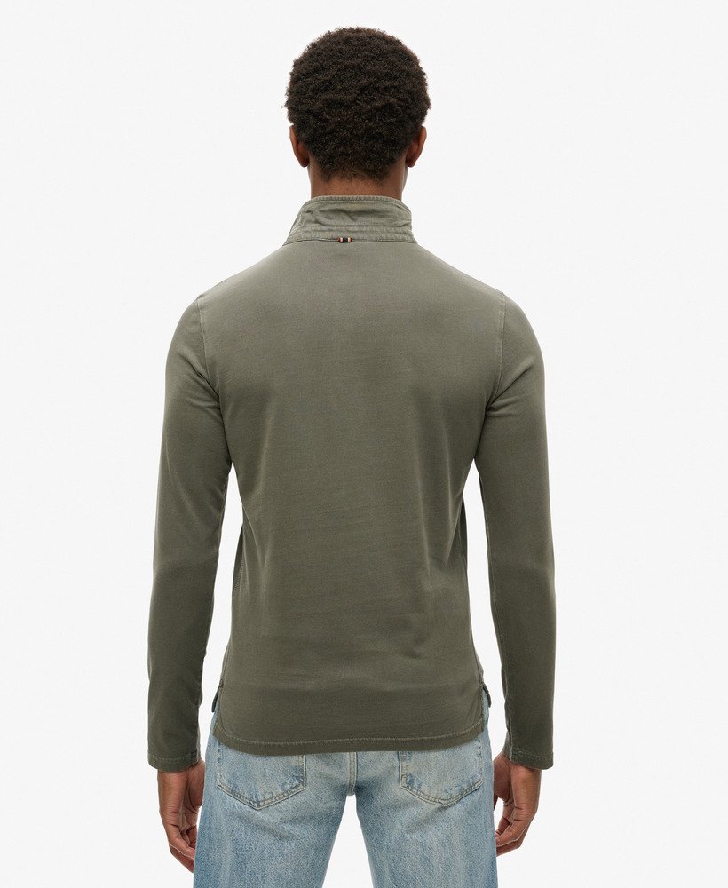 studios poloshirt met lange mouwen in gewassen zwart