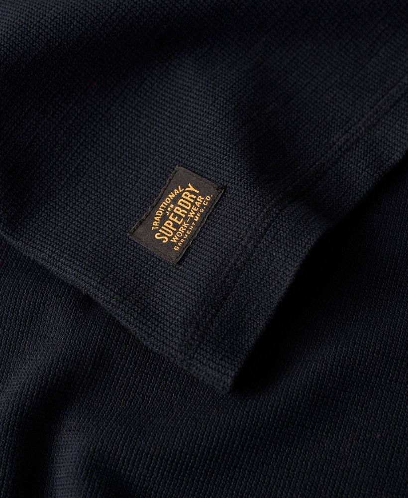 top met lange mouwen en wafelstructuur en halve knoopsluiting in eclipse navy