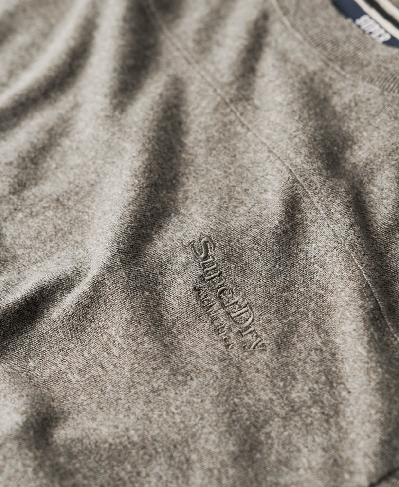 essential logo varsity top met lange mouwen in ash olive marlcocoa brown marl