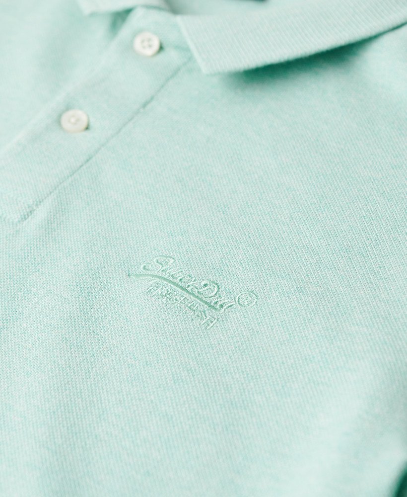 klassiek piqué poloshirt in licht mintgroen gemêleerd.