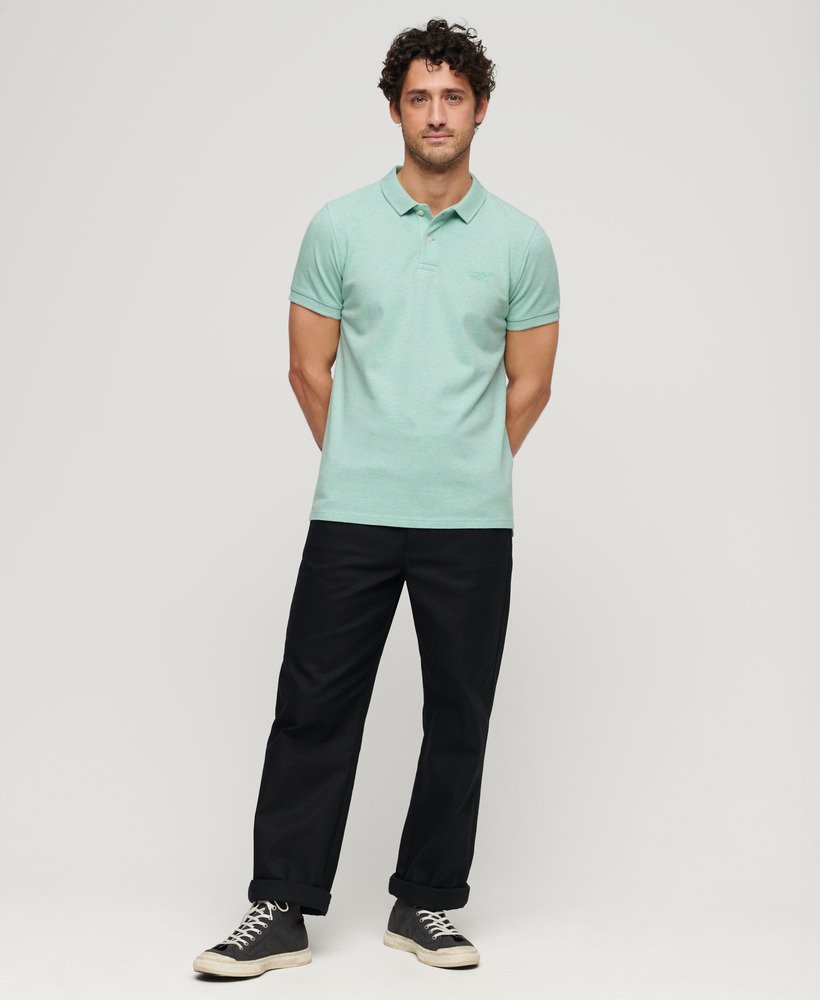 klassiek piqué poloshirt in licht mintgroen gemêleerd.