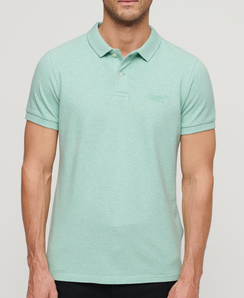 klassiek piqué poloshirt in licht mintgroen gemêleerd.