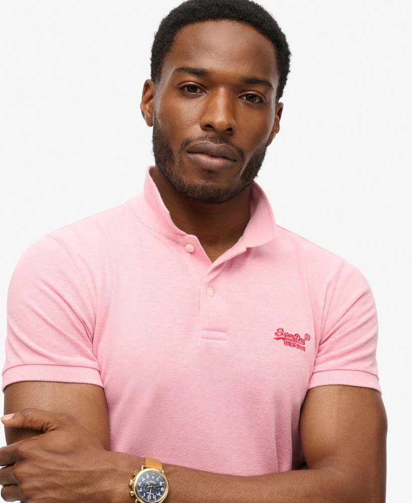 klassiek piqué poloshirt in lichtroze gemêleerd.
